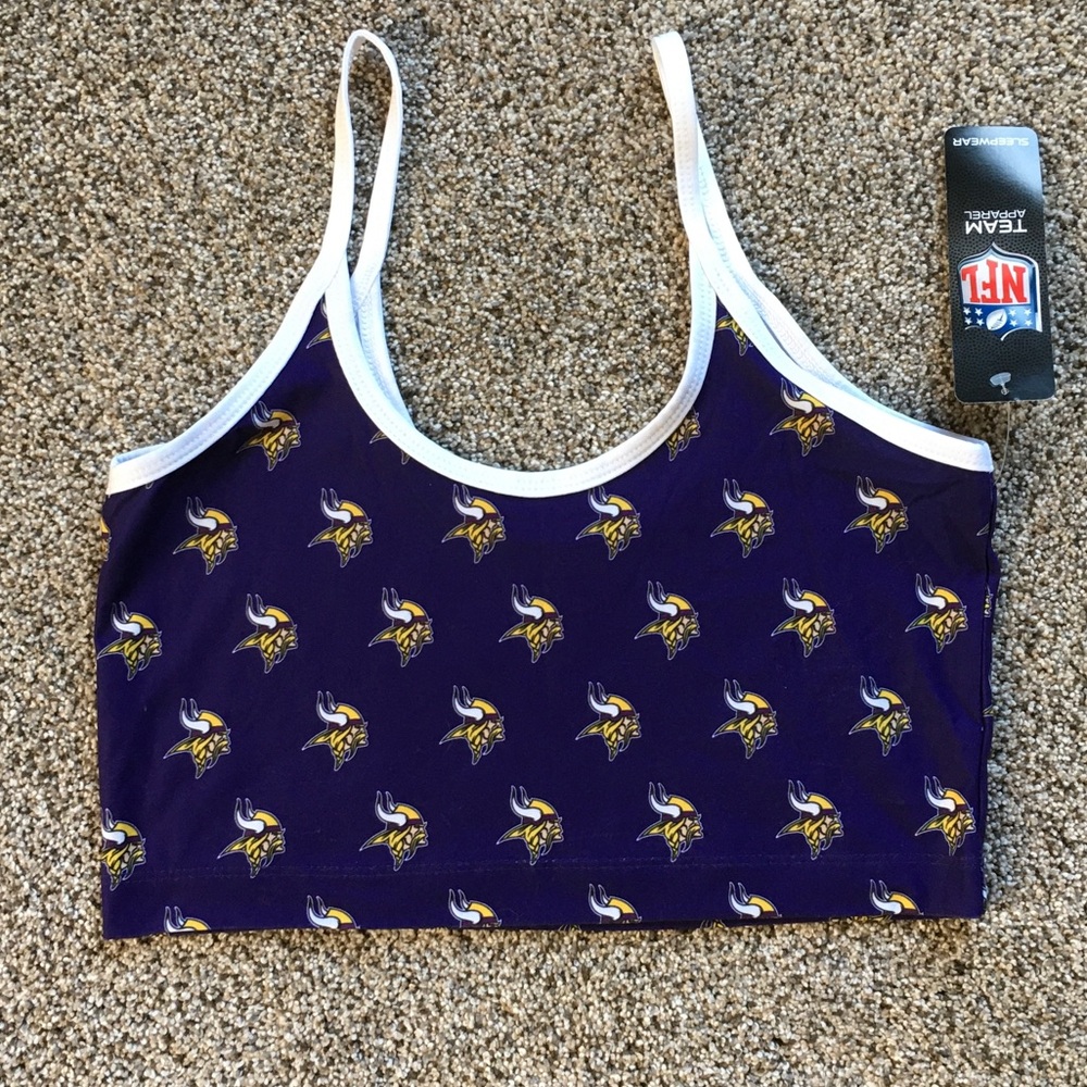 NFL Minnesota Vikings Purple Sports Bra Crop with White Trim